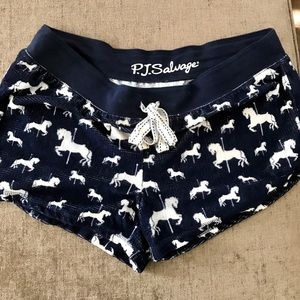 NWOT PJ Salvage Unicorn Velvet Navy sleep shorts